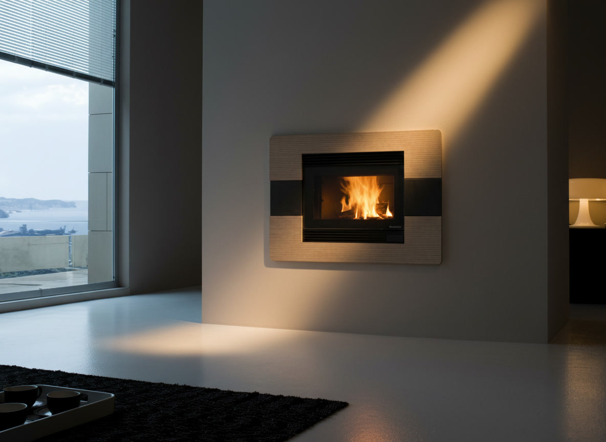 Cornice quadro in pietra rigata beige con inserto acceso e vista mare, cornici quadro Michelessi