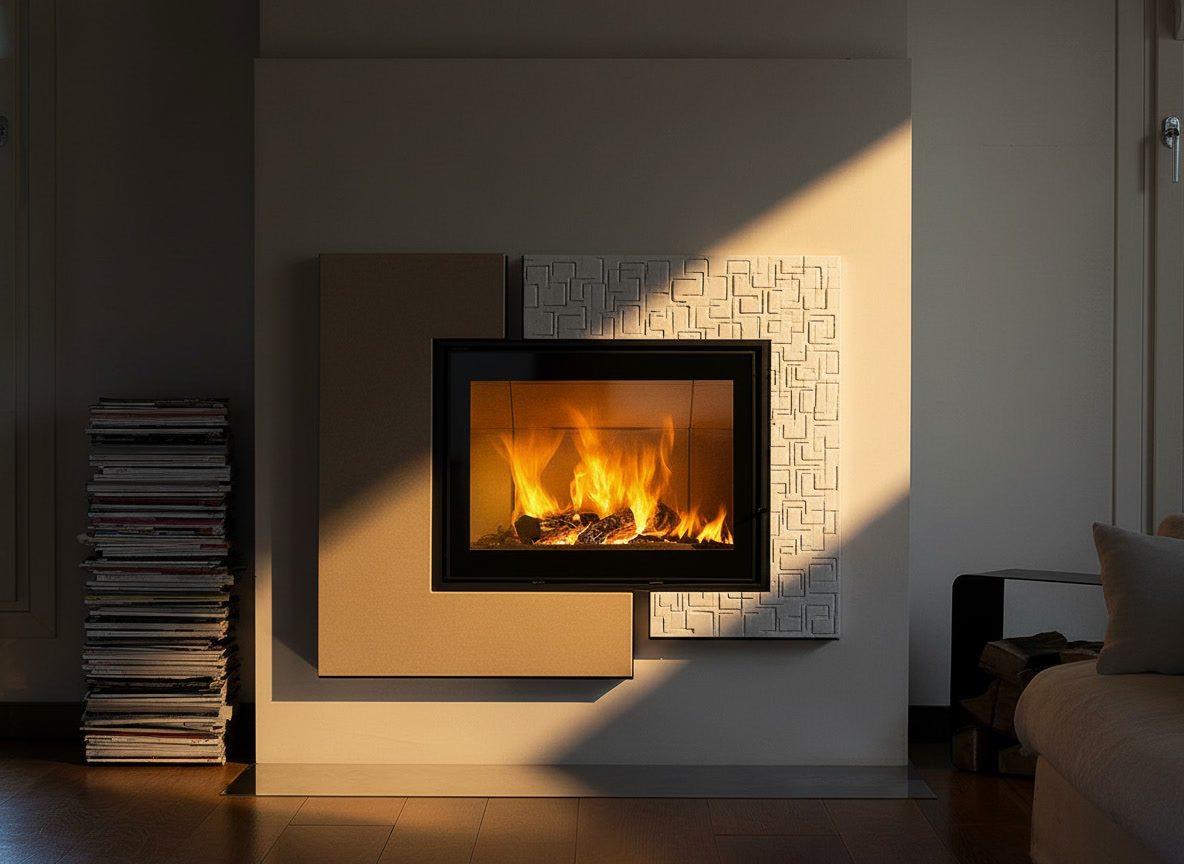 Cornice quadro bicolore tortora e bianca a rilievo con fuoco acceso, cornici quadro Michelessi