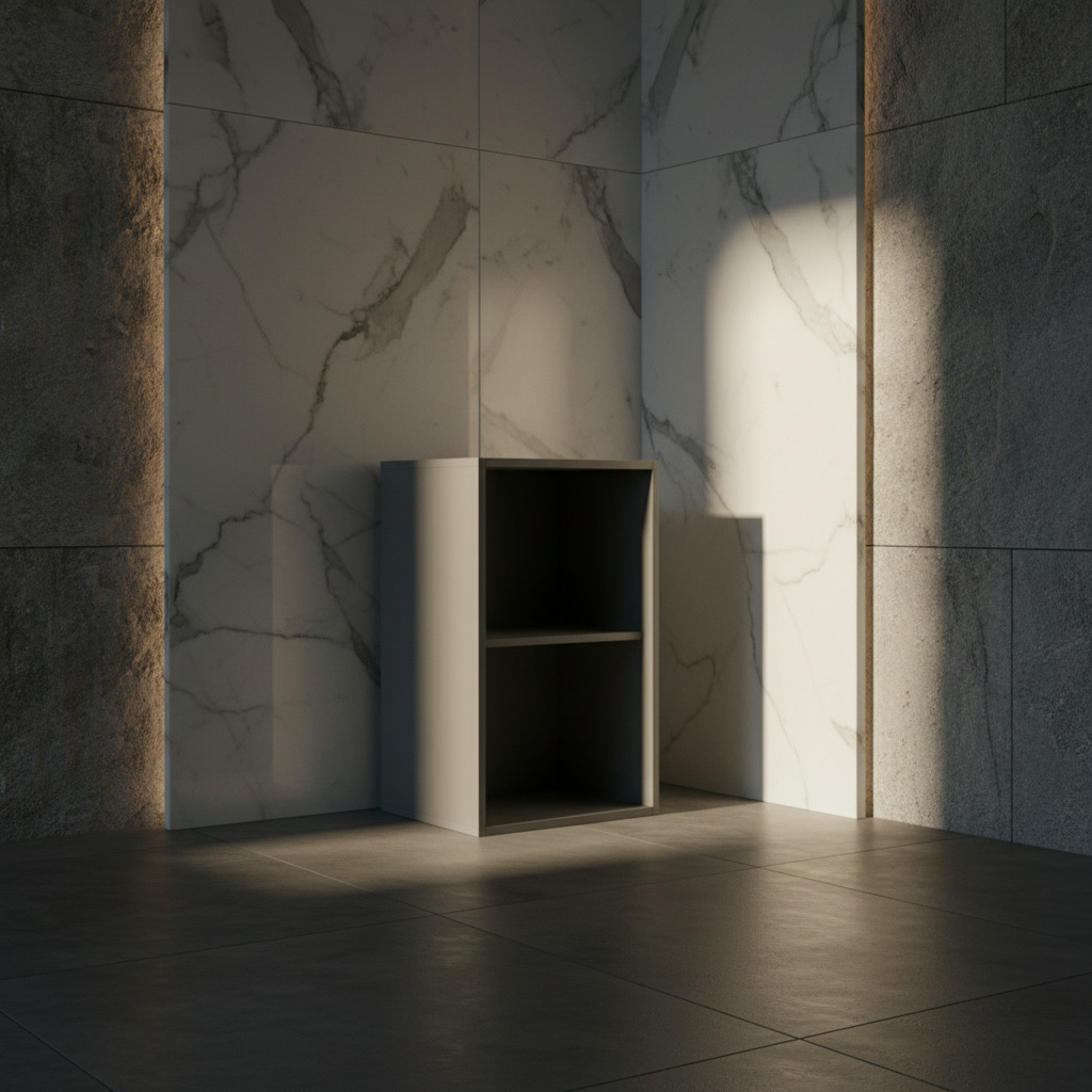 Modulo a giorno grigio antracite con ripiano, struttura delle cucine componibili Michelessi