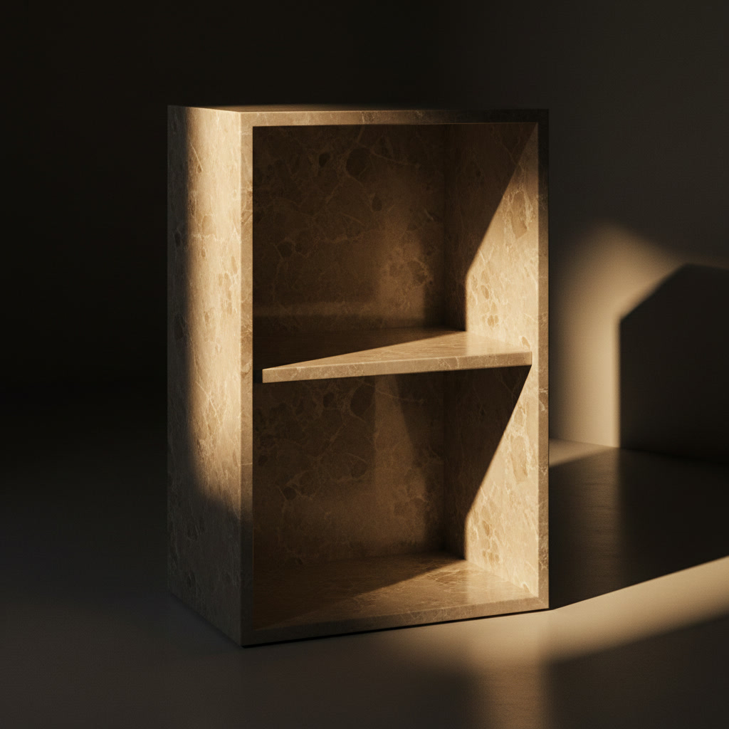 Modulo a giorno tortora chiaro con ripiano, elemento strutturale delle cucine componibili Noè Michelessi