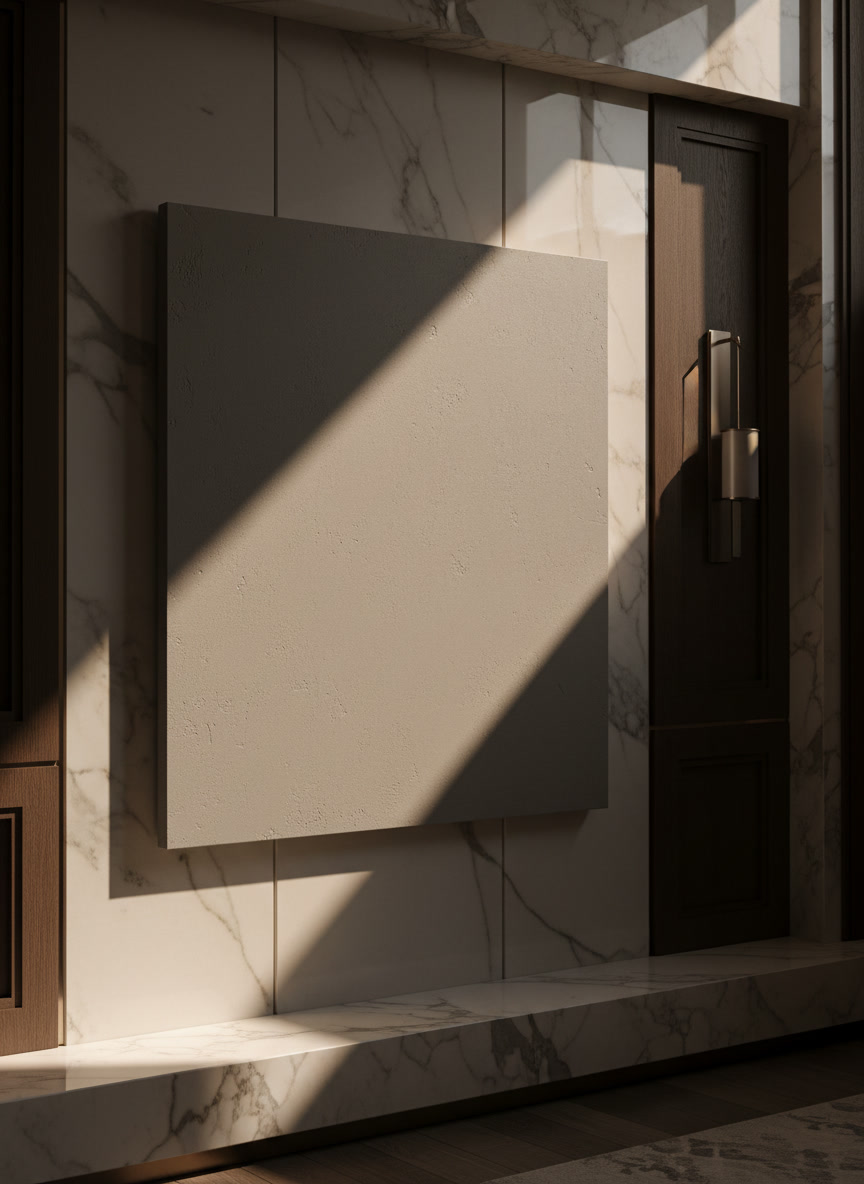 Anta liscia opaca color talpa su fondo bianco, finitura della gamma cucine Noè di Michelessi Marble