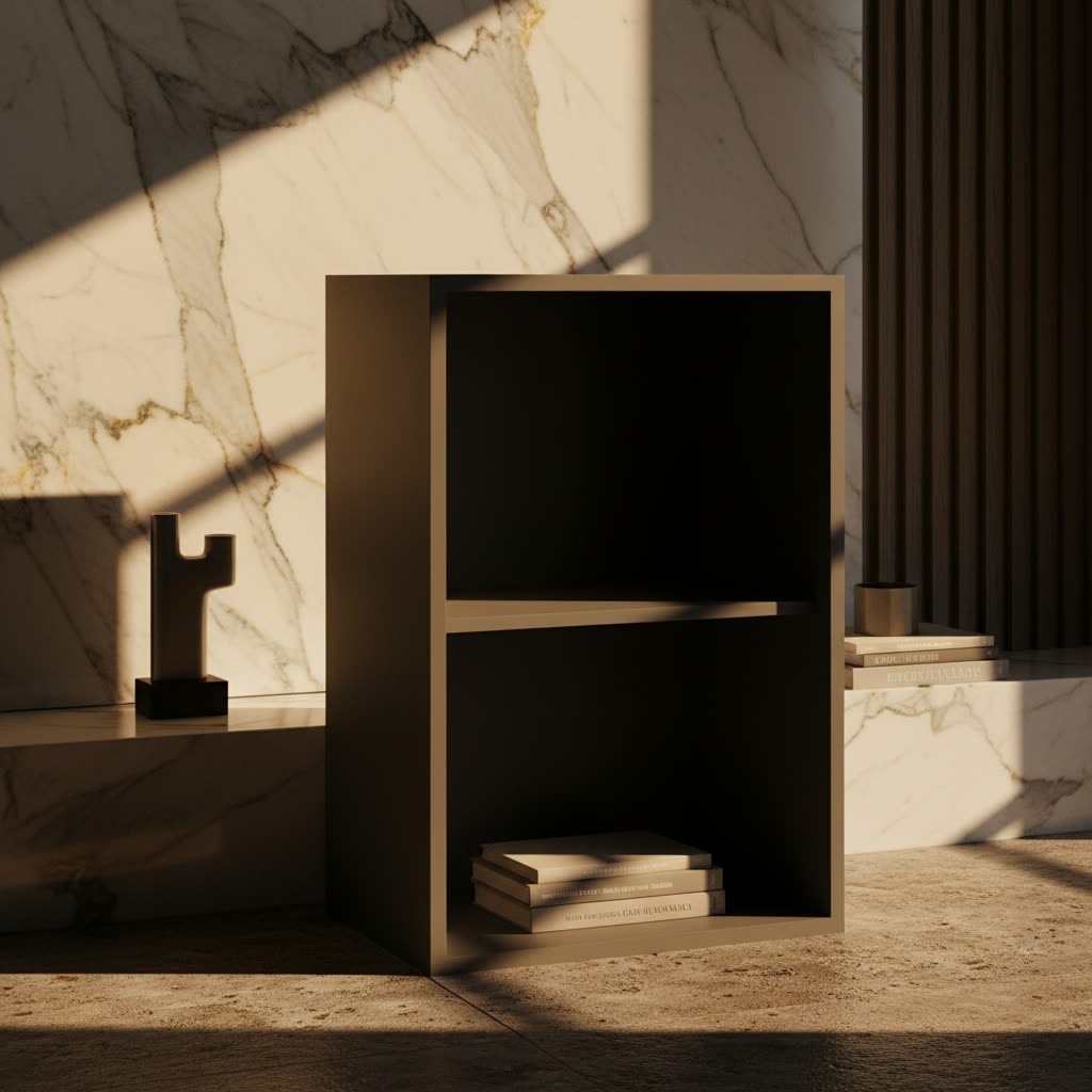 Modulo a giorno grigio antracite con ripiano, elemento strutturale delle cucine componibili Michelessi