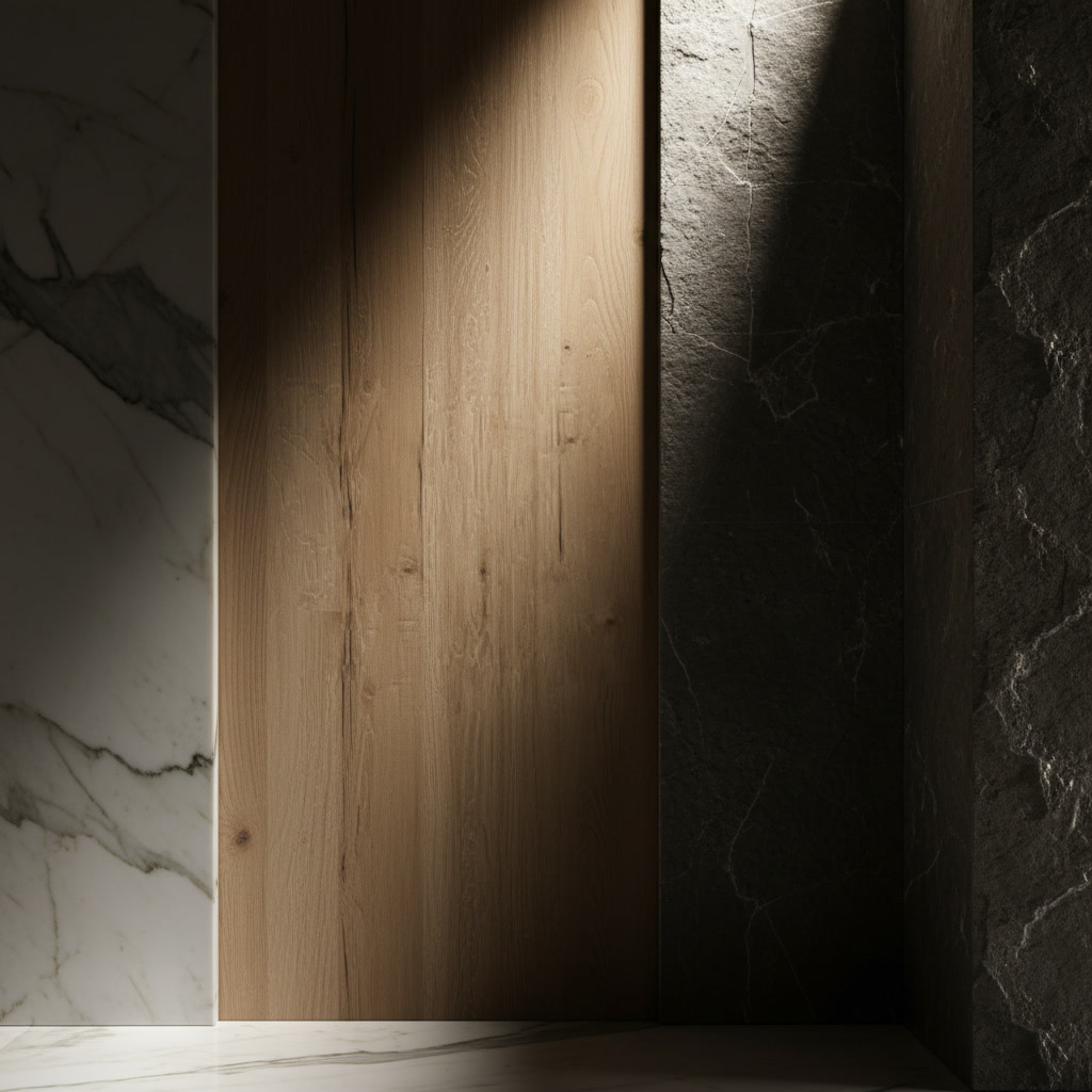 Campione di finitura effetto rovere naturale nodato color miele per le cucine Domina di Michelessi Marble