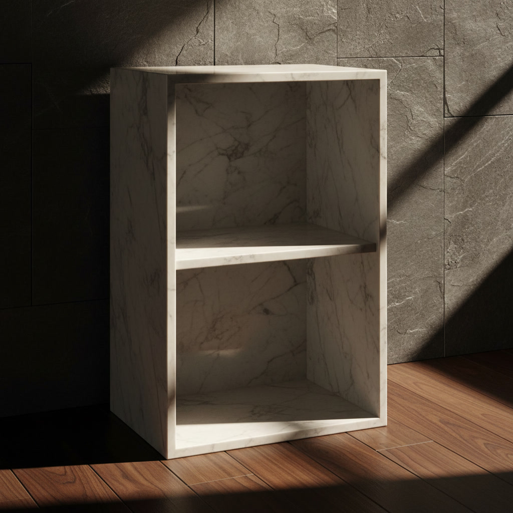 Modulo a giorno tortora chiaro con ripiano, elemento strutturale delle cucine componibili Michelessi