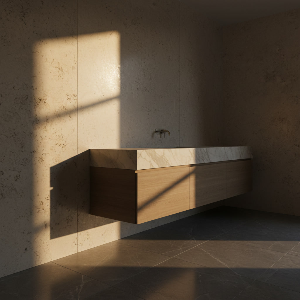 Campione finitura Acacia effetto legno tortora chiaro, selezione ante cucina Era 02 di Michelessi Marble