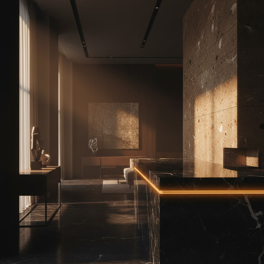 Campione finitura Rovere dark effetto legno scuro venato, selezione ante cucina Era 02 di Michelessi Marble