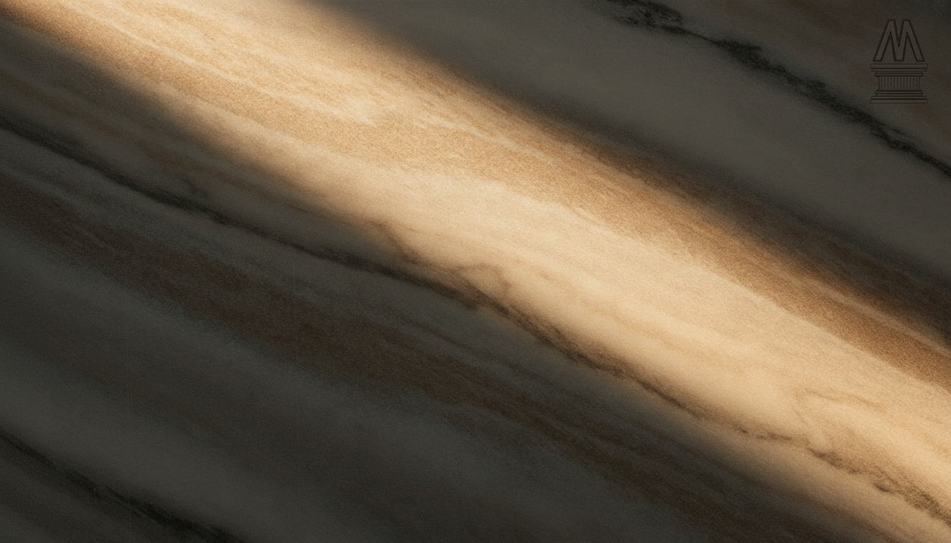 Jersey Grey marble slab, ivory-white ground with diagonal grey-beige veining, Michelessi natural stones