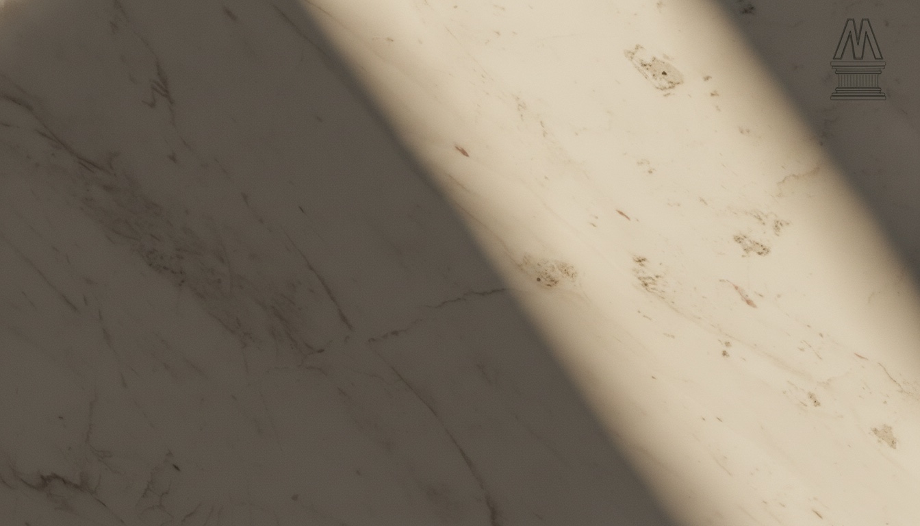 Venus marble slab, white ground with faint light grey veining, Michelessi natural stones
