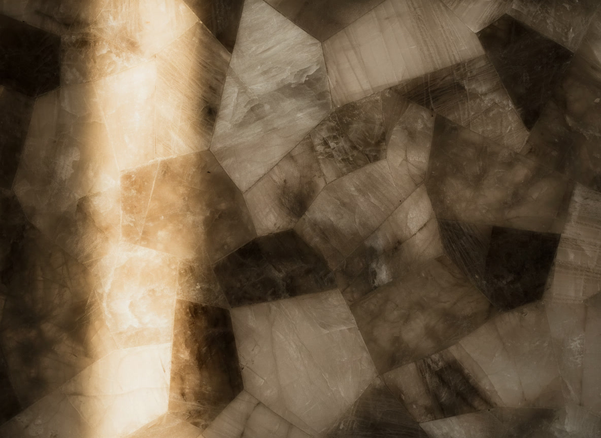 Lastra semi preziosa di Smokey Quartz, mosaico di quarzo fumé nei toni beige e tortora, Michelessi