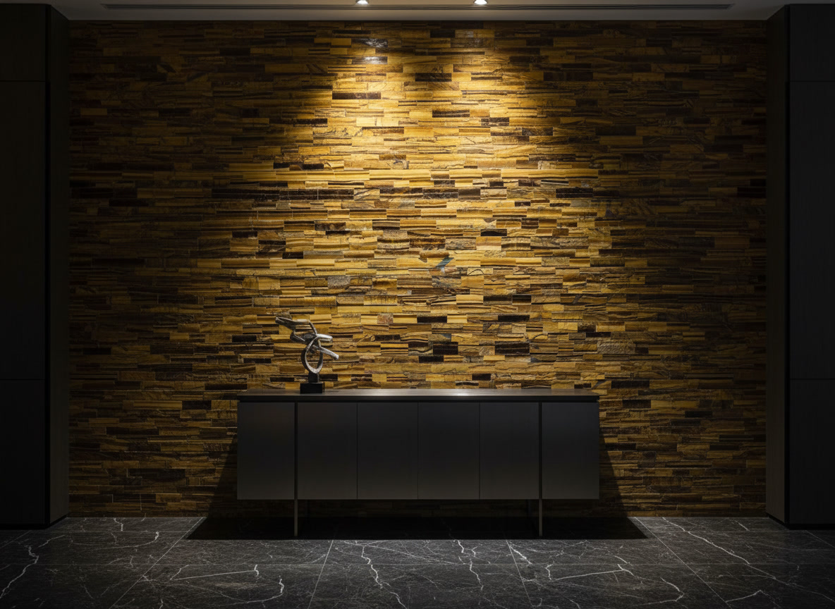 Lastra semi preziosa Tiger Eye Gold, listelli di occhio di tigre dorato con bande gattoneggianti, Michelessi