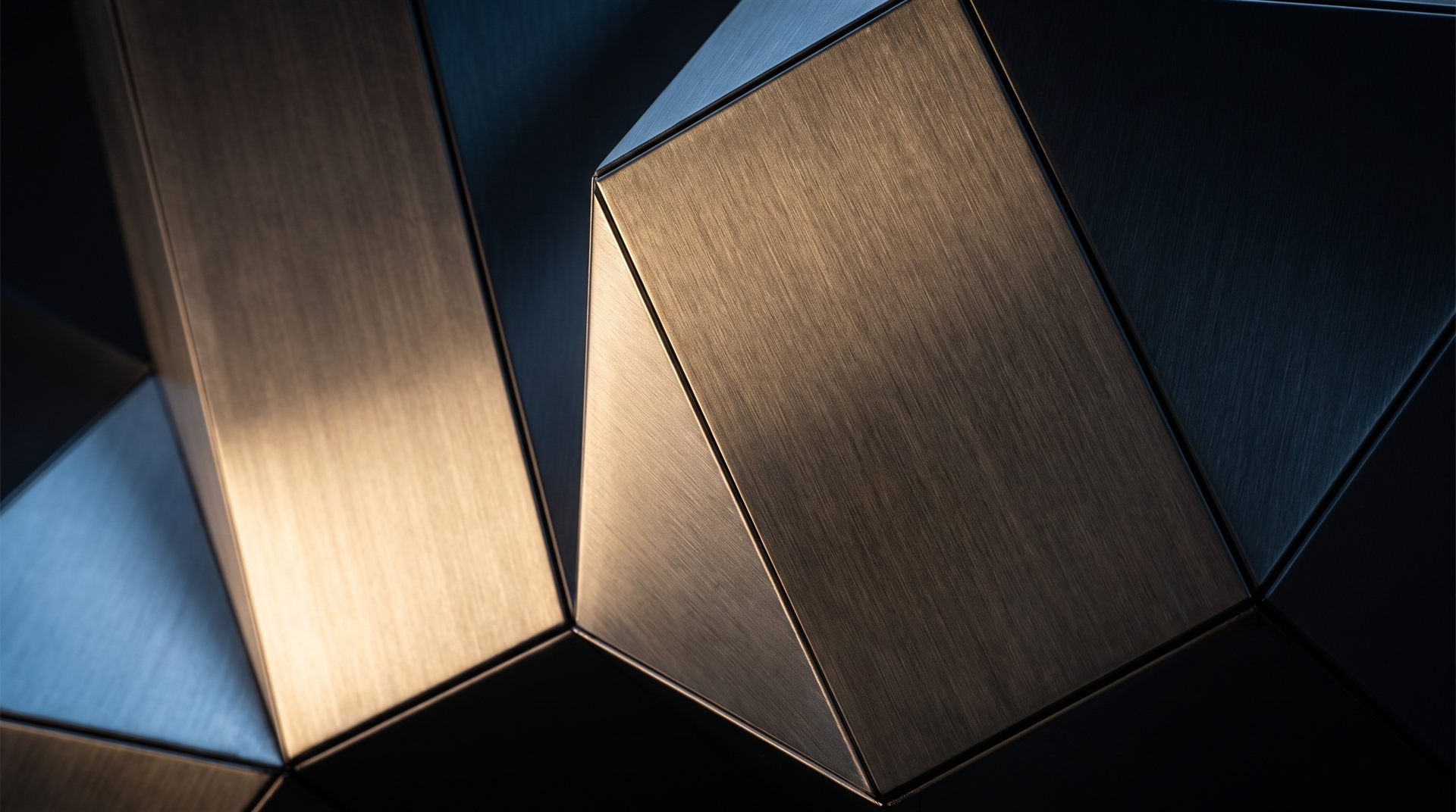 Project vision: satin-finished metal surfaces with geometric facets, Not Only Marble page of Michelessi Marble