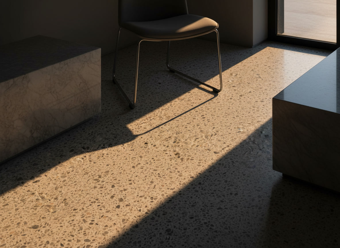 Graniglia di marmo White Pietra fondo bianco con scaglie grigio tortora, agglomerato naturale Michelessi