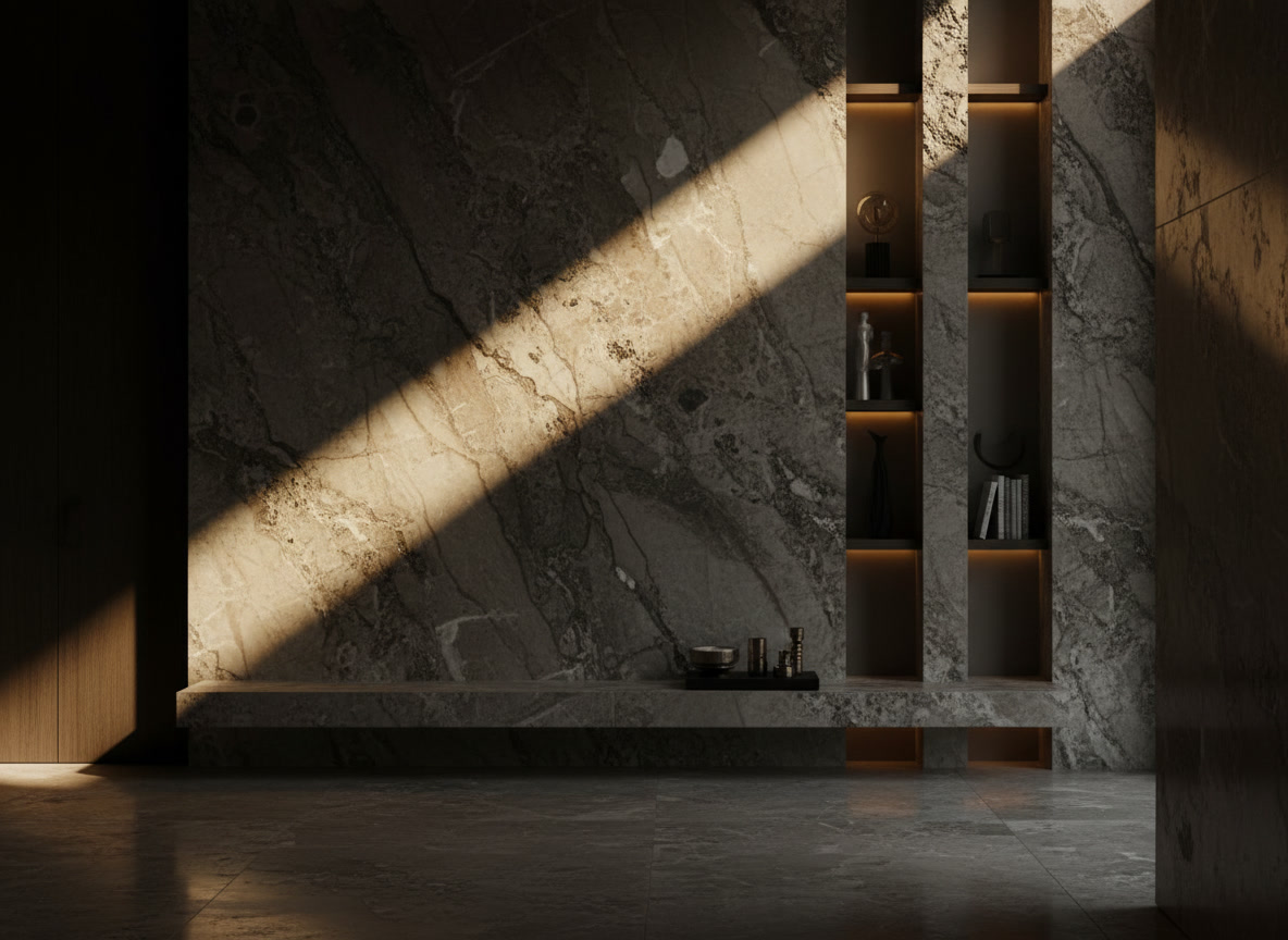 Bianco Alaska quartz resin, uniform cream white, Michelessi composite surface for luminous interiors