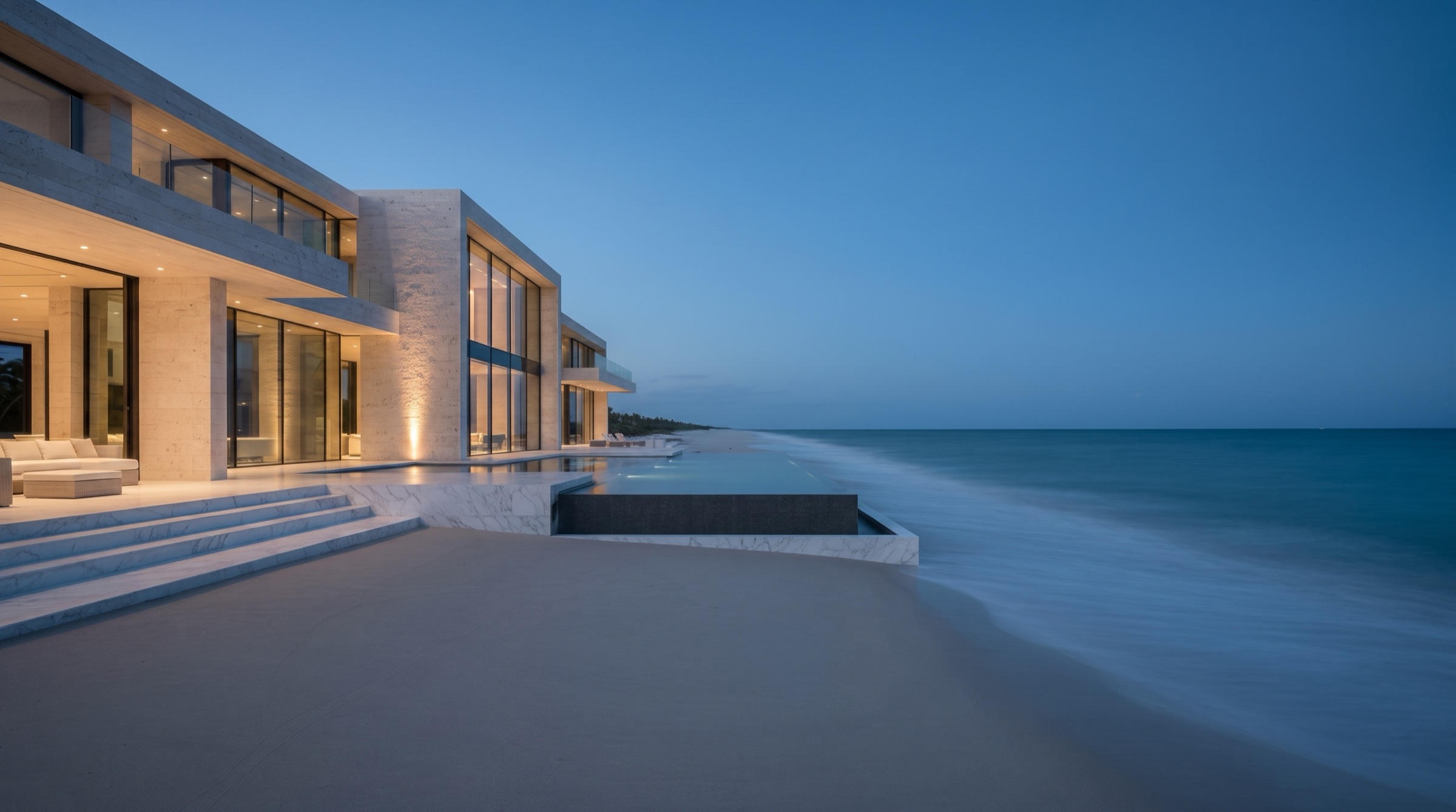 Visione di progetto: villa sull&rsquo;oceano a Miami Beach, il marmo che ascolta la luce dell&rsquo;acqua
