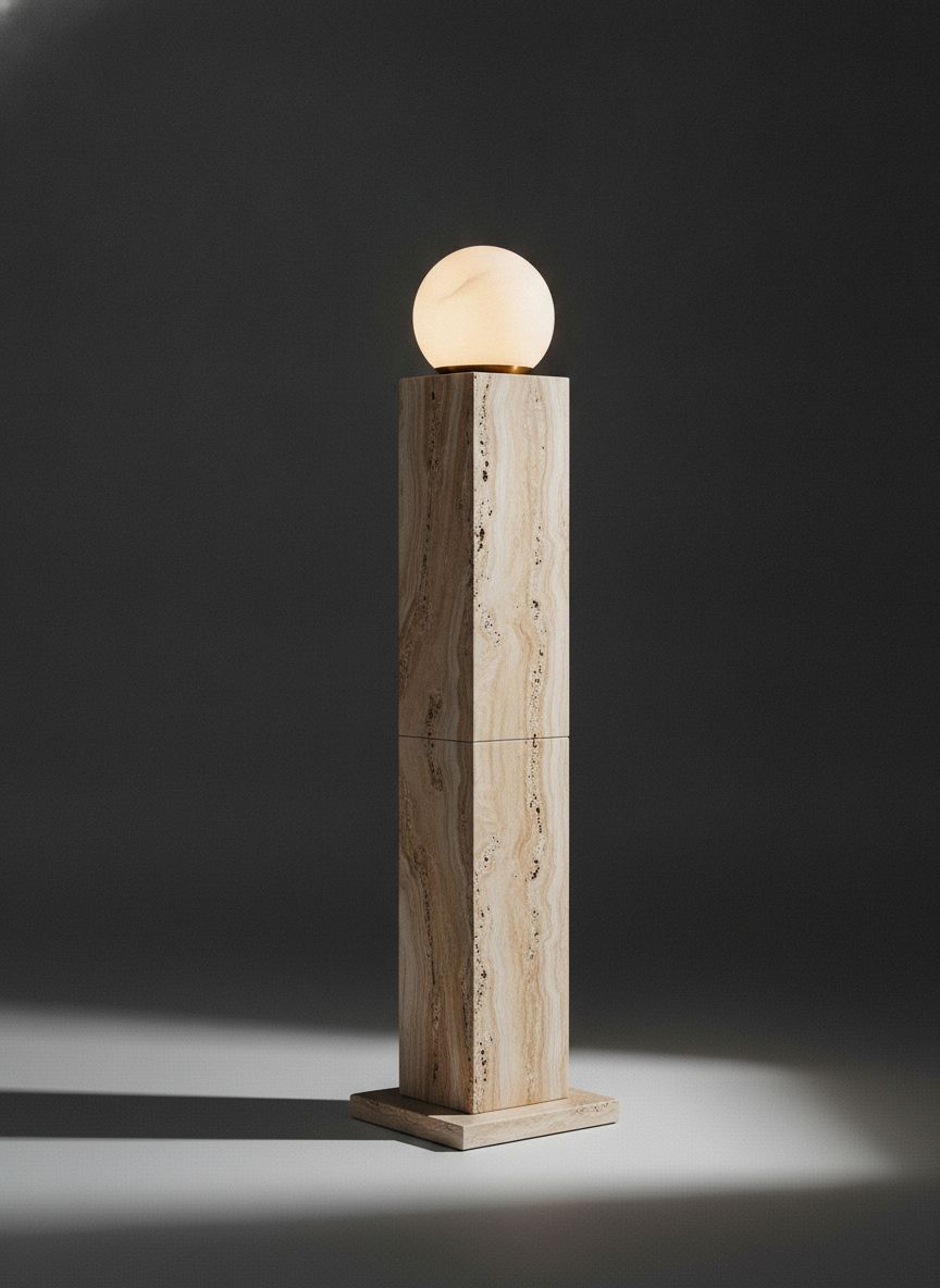Lampada da terra Stelo in travertino