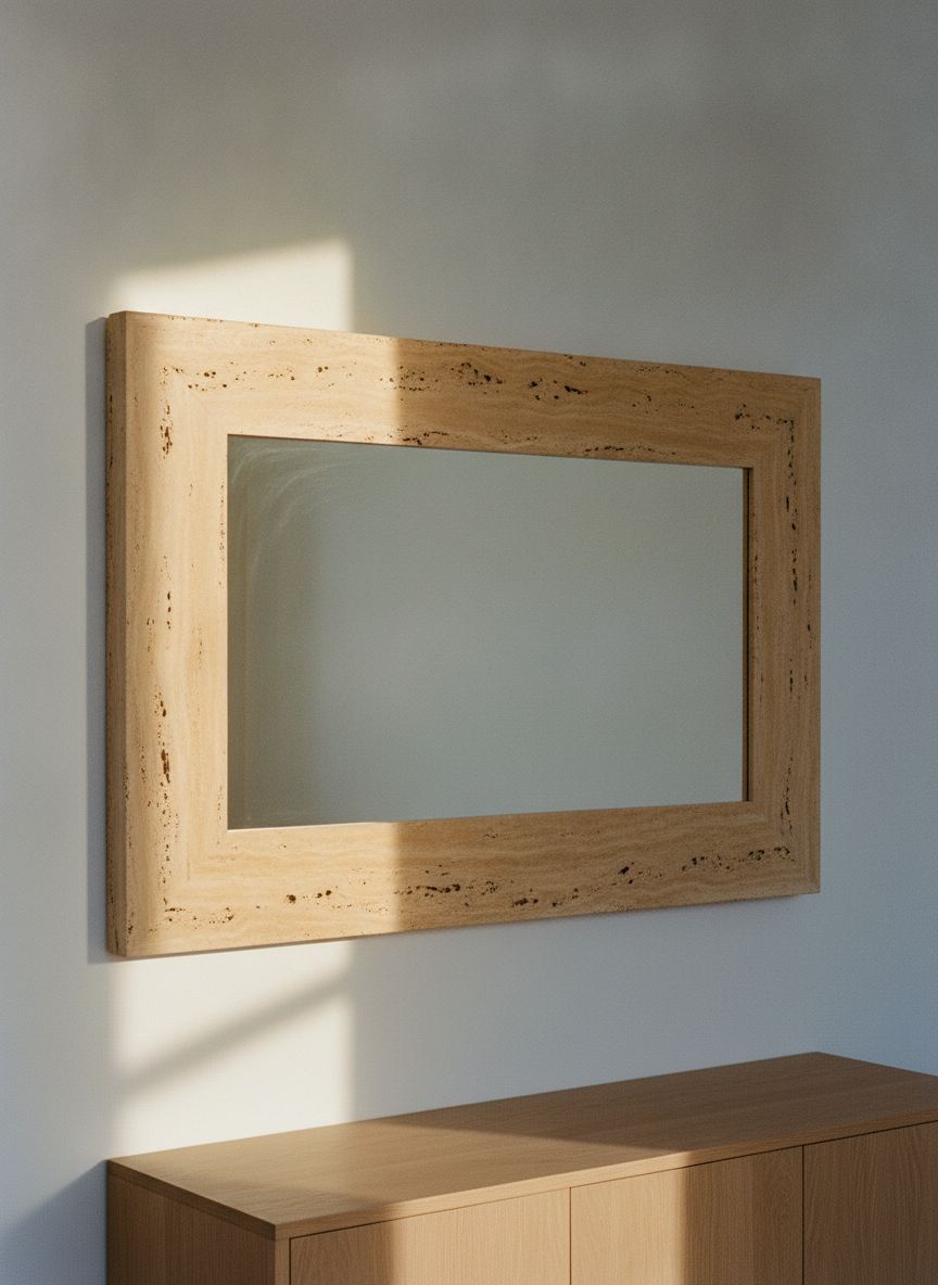 Specchio da parete Seconda Finestra in travertino