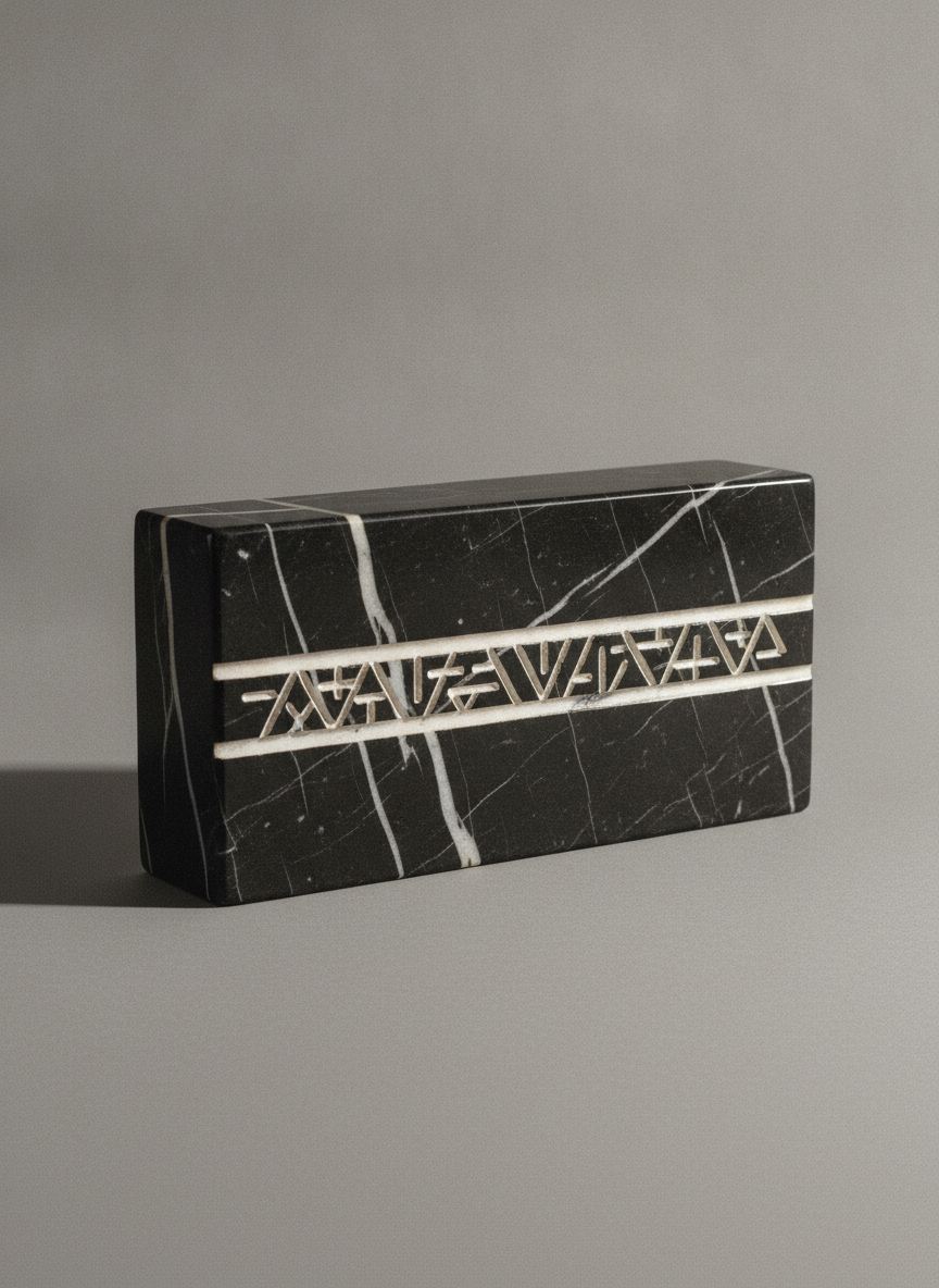 Targa da tavolo Frontespizio in marmo Nero Marquina
